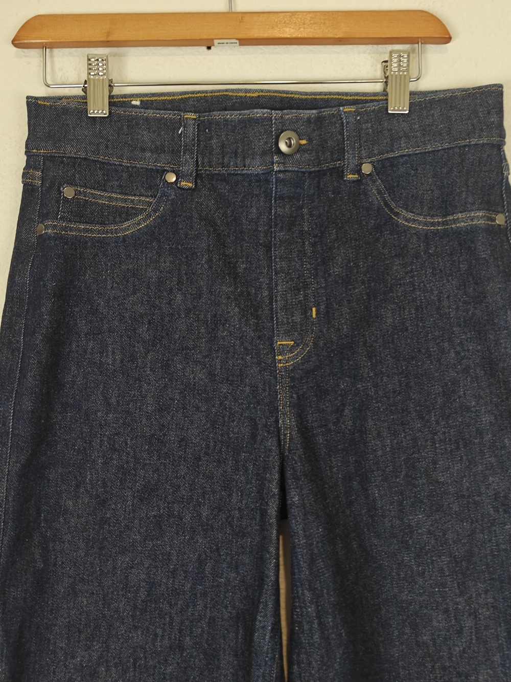 SPANX Wide Leg Raw Indigo Jeans Women’s Medium Stretch Sculpt High Rise Denim - Picture 10 of 15